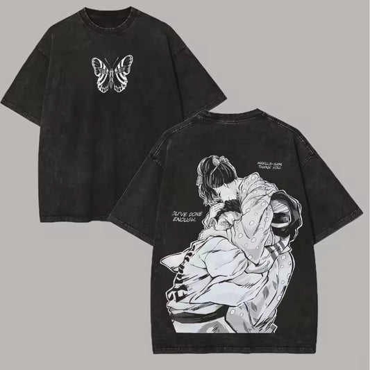 Akaza/Koyuki Oversized Washed Graphic T-Shirt