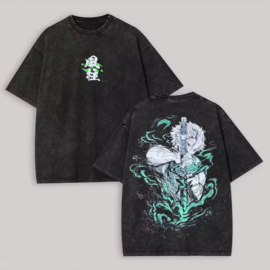 Sanemi Oversized Washed Graphic T-Shirt