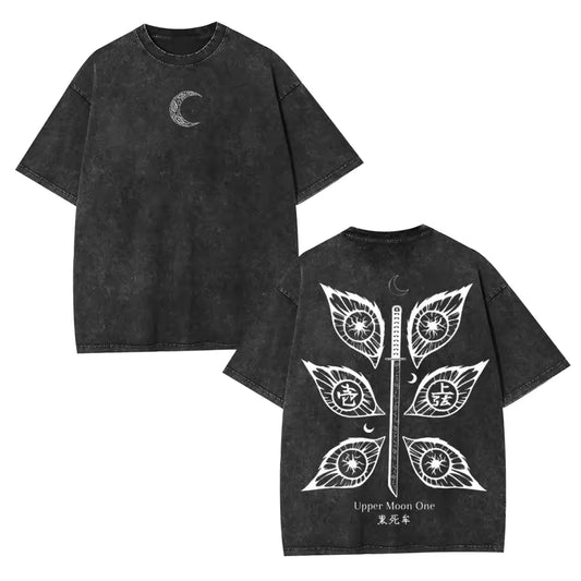 Kokushibo Upper Moon 1 Oversized Washed Graphic T-Shirt
