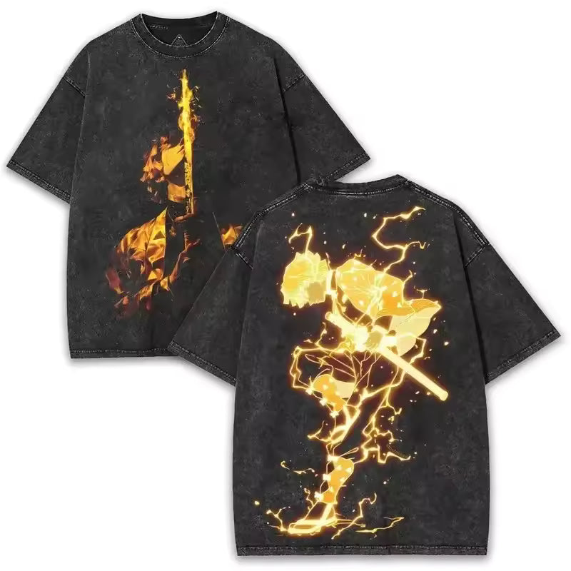Zenitsu Flow State Oversized Washed Graphic T-Shirt