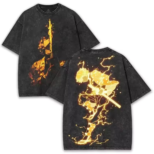 Zenitsu Flow State Oversized Washed Graphic T-Shirt