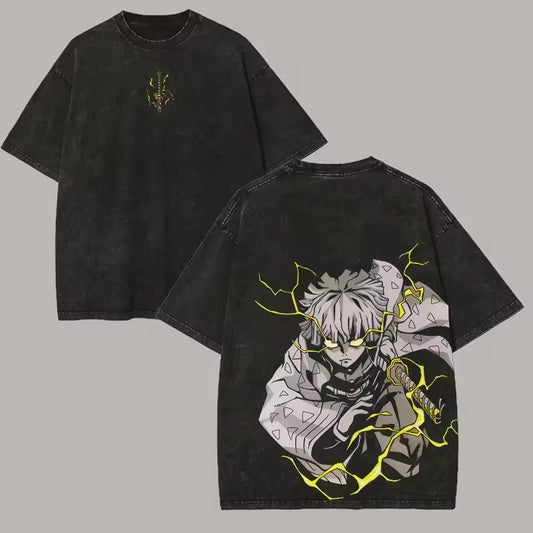 Zenitsu Oversized Washed Grapic T-Shirt